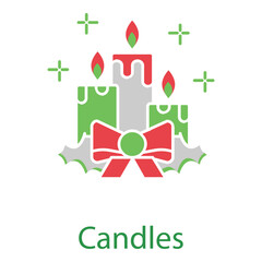 Glowing Wax Candles Vector Illustration with Minimal Flat Icon Design