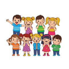 Cartoon Colorful Various Emotions of Group Children Illustration