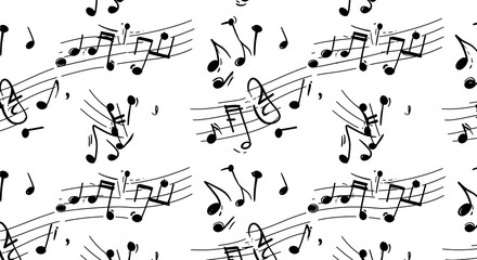 Musical Notes Pattern Whimsical Doodle Style Seamless Design