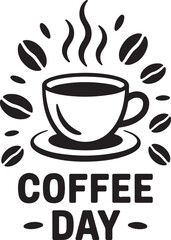 Coffee Day illustration &ndash; cup and coffee beans vector design