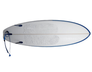 Fototapeta premium Sleek white surfboard with blue trim and traction pads ready for epic waves and ocean adventures