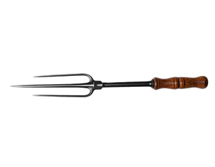 Obraz premium Classic metal carving fork with rich wood handle for culinary perfection and elegant presentation