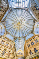 Obraz premium roof of Galleria Umberto I, public shopping roofed street of XIXc. in Naples, Italy