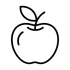 Obraz premium Simple black line drawing of an apple with a leaf.