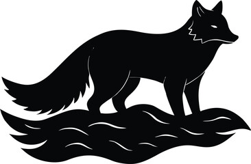 Arctic Fox In Snow Drift Silhouette