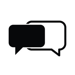 Naklejka premium Two Black and White Speech Bubbles Intersecting.