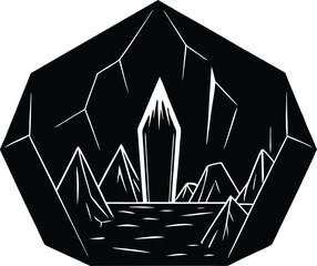 Crystal Cave Glowing Silhouette