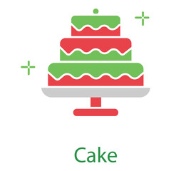 Strawberry Cream Cake Vector Icon Design for Festive Celebration Events