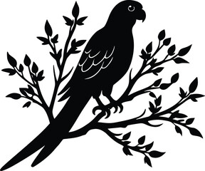 Parrot On Tree Branch Silhouette