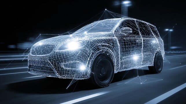 Connected Car Receiving Over-the-Air Software Update: Cutting-Edge Automotive Technology