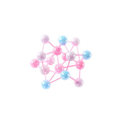 3D molecule with pink and blue spheres