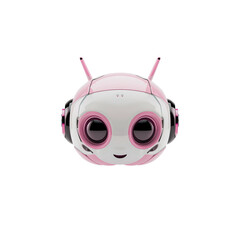 Cute Pink AI Robot Icon 3D