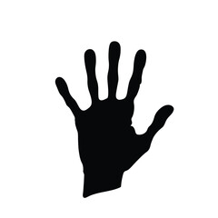 Fototapeta premium Isolated Black Hand Silhouette on White Background for Design and Creative Projects and Concepts