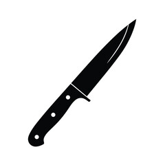 Obraz premium Hunting knife silhouette on white background perfect for design and illustration projects involving tools and survival skills