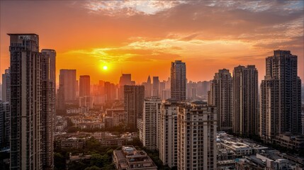 Mumbai City Sunset Skyline