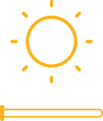 Brightness control icon. Sun and screen brightness control icon representing light adjustment and display settings. Screen mode icon isolated on transparent background. Vector illustration.