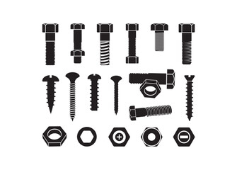 Screw and Bolt, Screw and Bolt vector bundle, Screw and Bolt clipart, Screw and Bolt silhouette.	