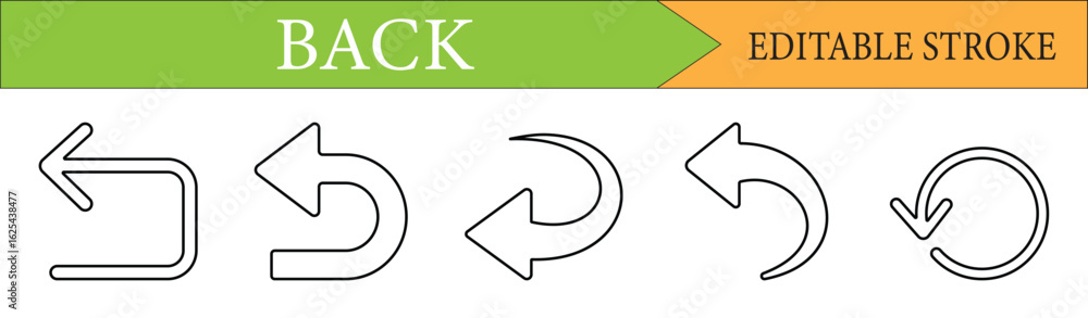 Poster back arrow undo line icon set with editable stroke