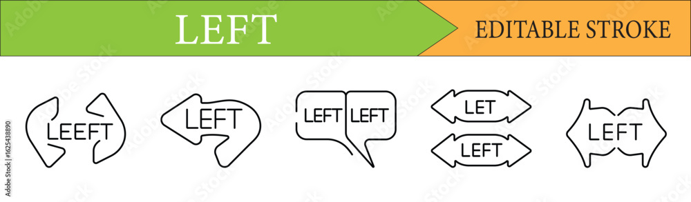 Poster left arrow directional line icon set with editable stroke
