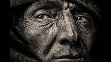 Close up portrait of a senior man with a sad expression on his face