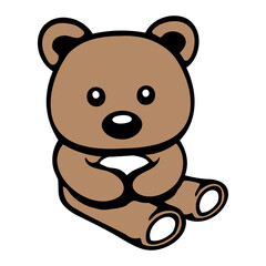 Sitting Bear Teddy Big Nose Friendly Cute Child Drawing