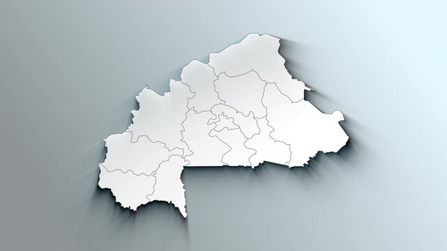 Modern White Map of Burkina Faso with Regions