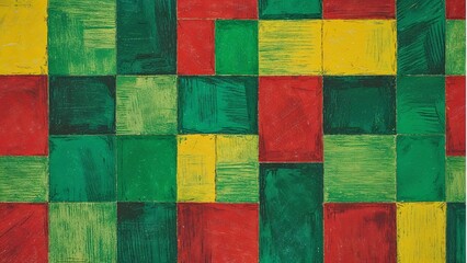 Abstract minimalist pencil drawn patchwork background in Christmas colors 