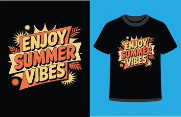 Vintage summer party vector illustration with typography and ribbon for a retro t-shirt design