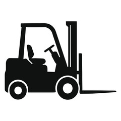 Forklift Silhouette Vector Illustration – Industrial Warehouse Equipment, Material Handling Vehicle, Logistics Machinery, Factory Transport Icon, Isolated on White Background