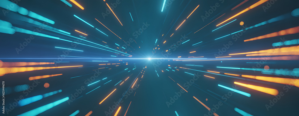 Poster digital momentum: an abstract visual depicting the vibrant energy and rapid flow of data and informa