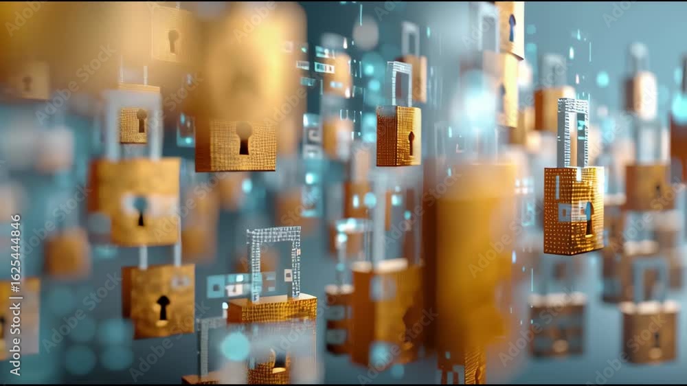 Aufkleber a conceptual illustration of cybersecurity measures protecting healthcare data, with abstract repres