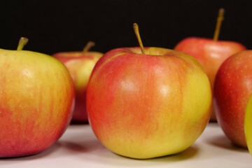 Ripe juicy red and yellow apples