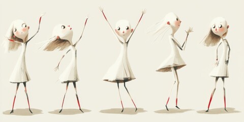 Whimsical Character Expressions In Motion Capturing Cheerful and Colorful Dance Movements