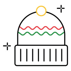 Cute Pom Pom Winter Hat Vector Illustration Icon for Christmas