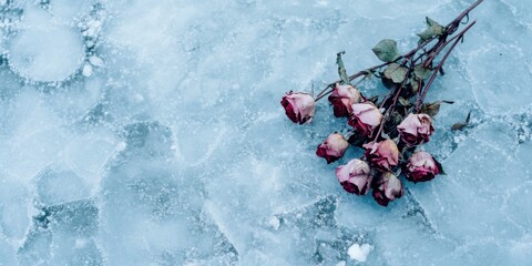 Frozen Roses on Ice A Stunningly Striking Contrast of Beauty Amidst the Cold Elements