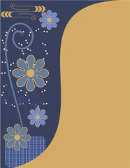 background blue flower, geometric background shapes, background, powerpoint background, blue flower, gold outlines, gold, dark blue, light blue, advertisement, ads, advertisement element, design