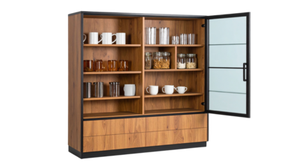 wooden shelves with books