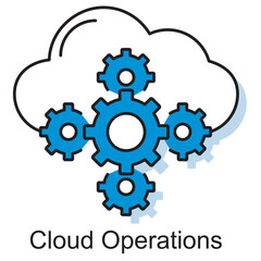 Cloud Operations Icon, Optimizing Performance with Scalable Cloud Operations, Streamlined Infrastructure Through Smart Cloud Management, vector