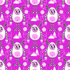Winter monsters seamless Christmas yeti pattern for wrapping paper and fabrics