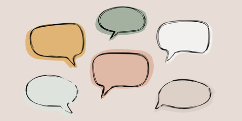 Fototapeta premium Different speech bubbles set, chat clouds, bubble dialog boxes, thought balloons, design comics messages template