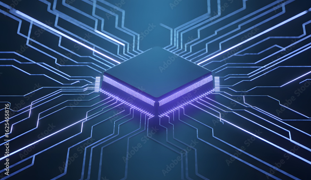 Poster digital core: a captivating view of a digital core, radiating with intricate circuits and a mesmeriz