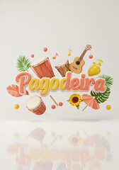 Naklejka premium Label 3D Pagodeira Brazilian