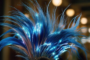 Fototapeta premium Glowing Blue Feather Headpiece