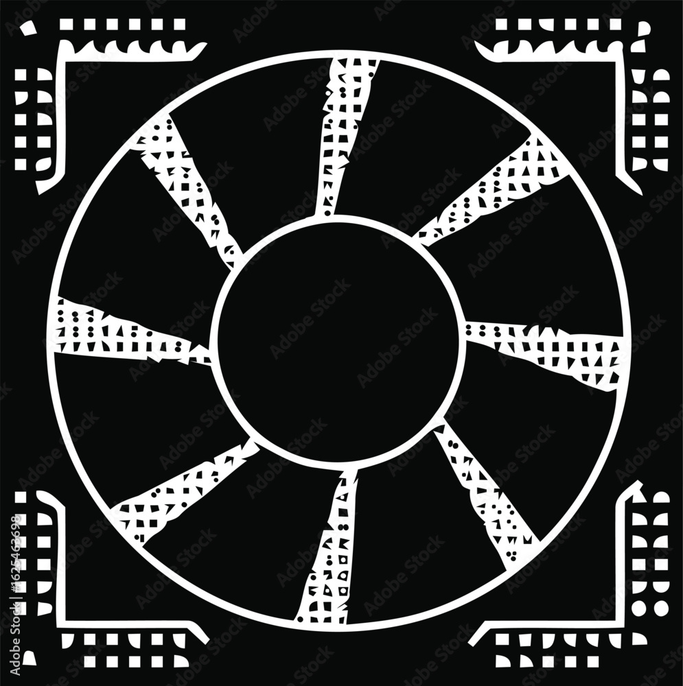 Poster minimalist black and white computer processor fan design