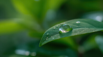 water drops on green leaf