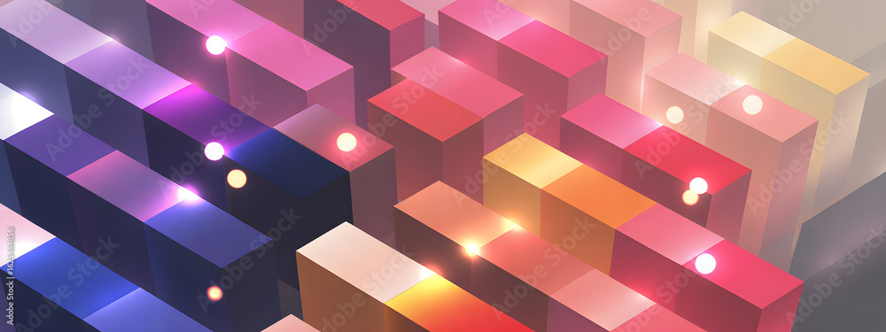 Fototapete chromatic block design: a vibrant abstract composition, featuring a multi-hued block design with dyn