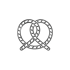 Traditional pretzel icon vector illustration. German bakery snack food line art symbol.