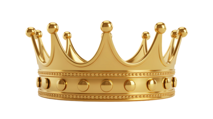 A regal golden crown on transparent background