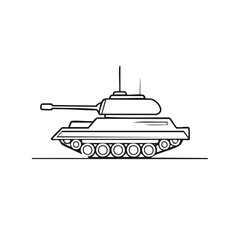 Obraz premium Heavy military tank outline illustration combat vehicle vector design element