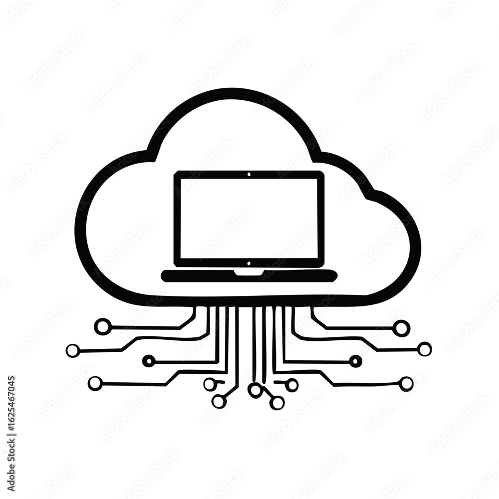 Aufkleber cloud computing concept laptop computer connected to virtual server network